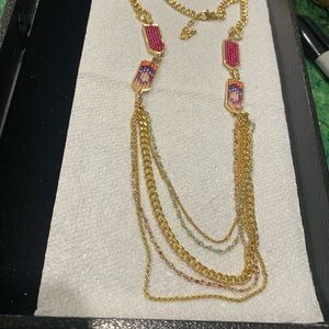 Gold Tone Chains with Indigenous Beaded Accents